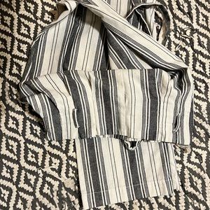 Linen pants with waist tie belt